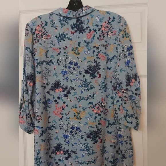 Coastal Grandmother Blouse Floral Print Rayon Tunic Top XL - Picture 3 of 10